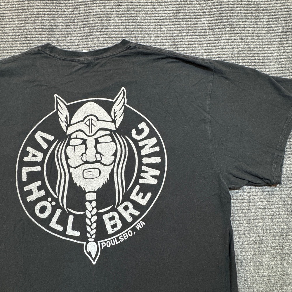 Valhöll Brewing T-Shirt XL Black Viking Graphic Poulsbo WA Cotton Tee
